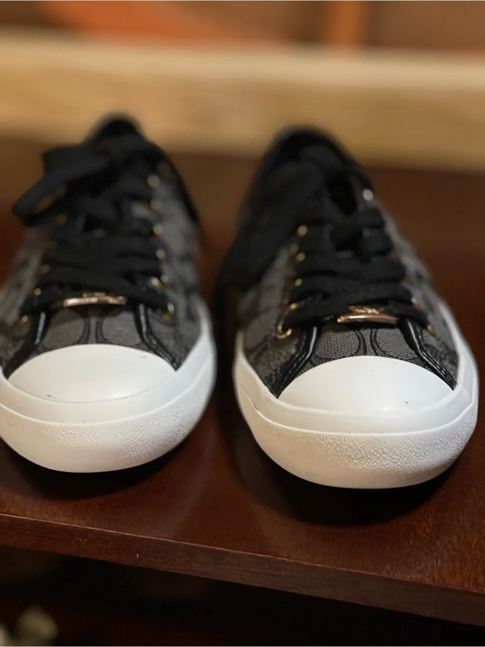 Coach Empire “Clip” Low- Top Sneakers Signature Jacquard canvas Sz6 grey /char